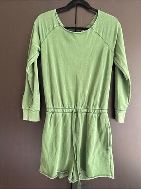 aerie Olive Green Long-Sleeve Drawstring Romper